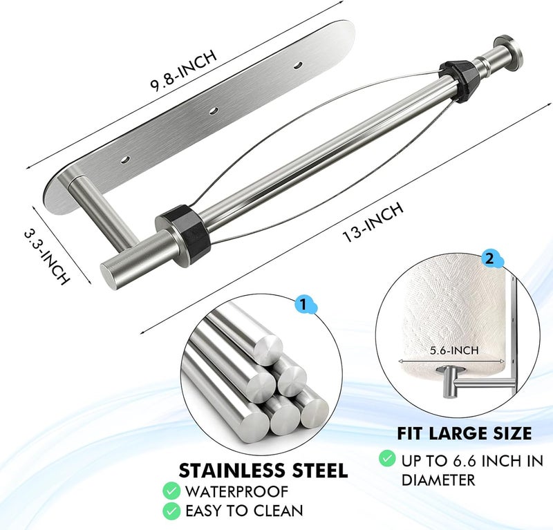 KIHOGEM Magnetic Paper Towel Holder, One Hand Operable Paper Towel Holder Wall Mount with Strong Magnetic Backing and Self-Adhesive for Kitchen Refrigerator RVs Grill Garage(Silver) - Image 4